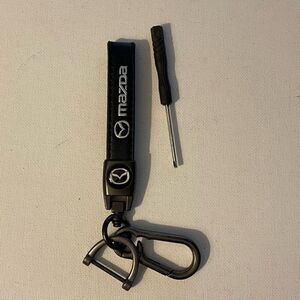 Mazda key fob Keychain in black leather NWT